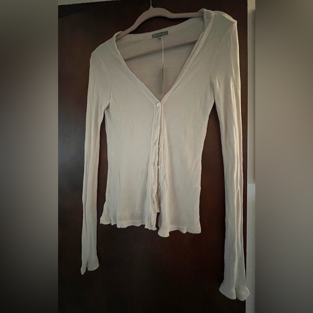 James Perse Cream Cotton Button-Down Shirt size 4 NWT